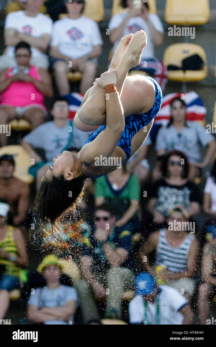 Rio de Janeiro, Brazil. 18 August 2016 Nur Dhabitah Sabri (MAS) competes in the Women Diving Platform 10m preliminary at the 2016 Olympic Summer Games Stock Photo