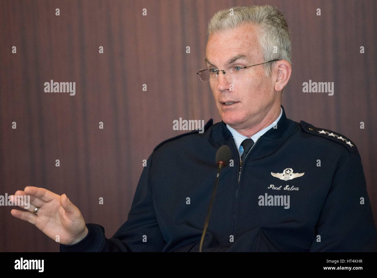 U.S. Joint Chiefs of Staff Vice Chairman Paul Selva speaks to the Air Force about innovation within the Department of Defense February 23, 2017 in Washington, DC. Stock Photo