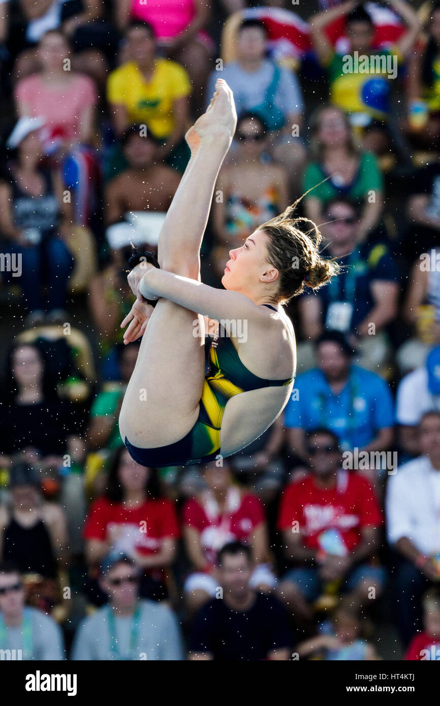 Rio de Janeiro, Brazil. 18 August 2016 Brittany O'Brien (AUS) competes in the Women Diving Platform 10m preliminary at the 2016 Olympic Summer Games. Stock Photo