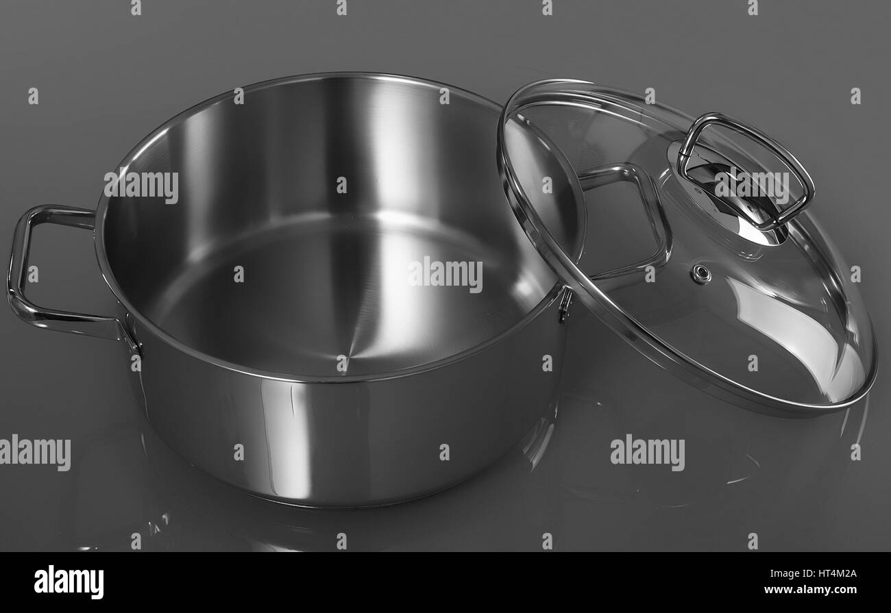 Stainless steel cooking pot with handles and lid Stock Photo Alamy