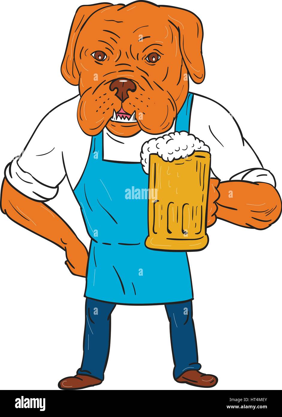 Illustration of a Dogue de Bordeaux, Bordeaux Mastiff, French Mastiff or Bordeaux dog, a large French Mastiff breed one of the most ancient French dog Stock Vector