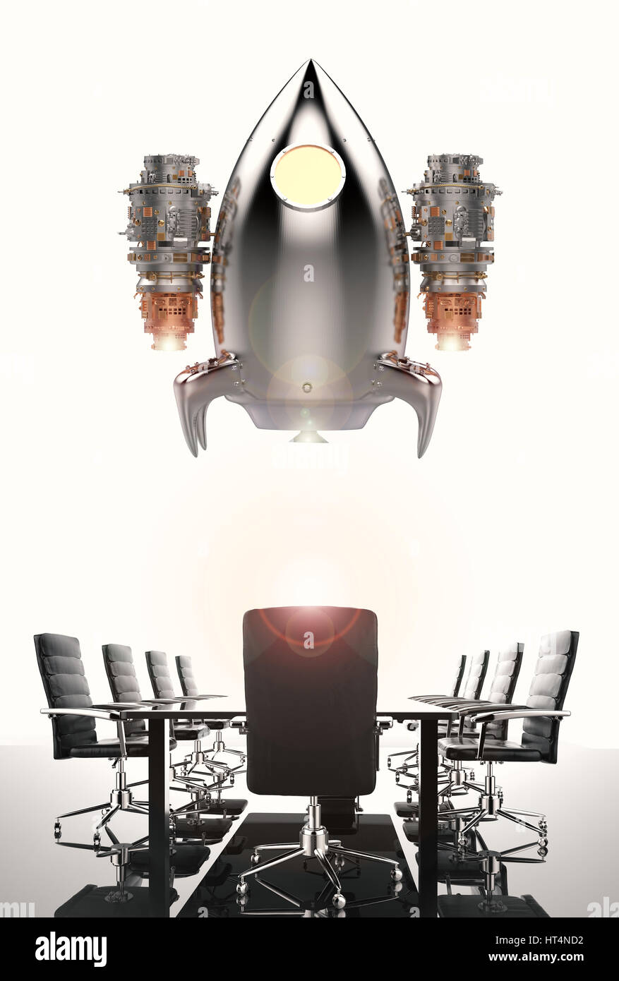 Business Start Up Concept With 3d Rendering Space Shuttle