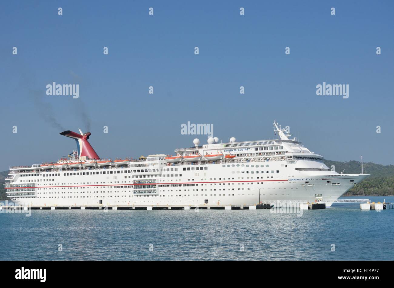 AMBER COVE DOMINICAN REPUBLIC 9 FEBRUARY  2016: Carnival ecstasy Cruise Ship in port Stock Photo