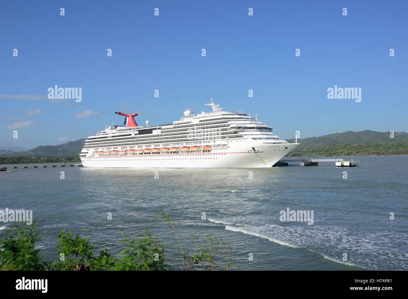 AMBER COVE DOMINICAN REPUBLIC 16 FEBRUARY  2016: Carnival Splendor Cruise ship in bay Stock Photo