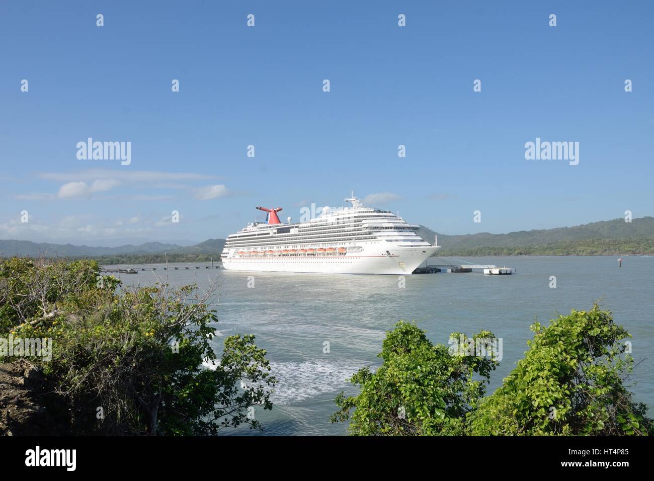 AMBER COVE DOMINICAN REPUBLIC  16 FEBRUARY  2016: Carnival Splendor Cruise ship in amber cove bay Stock Photo