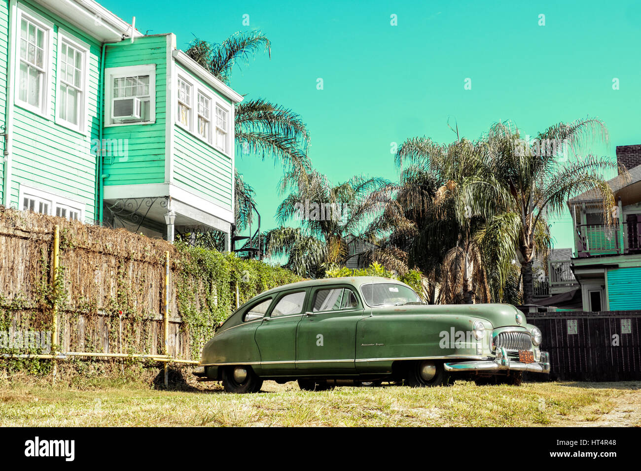 Classic Cars on the street in New Orleans French Quarter Stock Photo