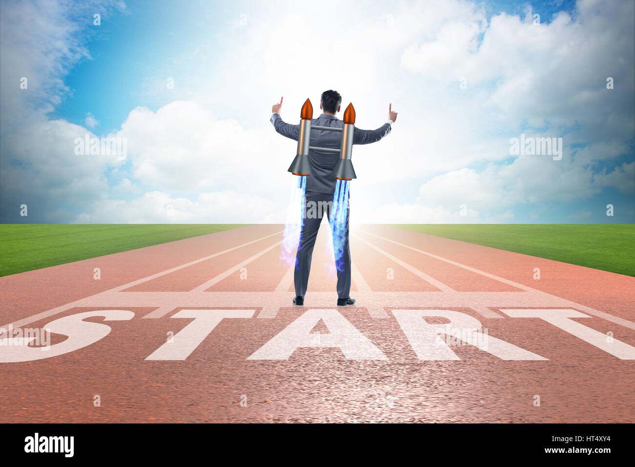 Businessman in start up business concept Stock Photo - Alamy