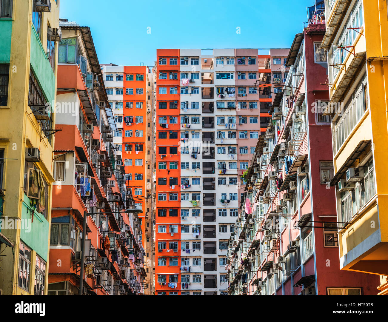 Hong Kong Crowded Colourful Building Stock Photo - Alamy