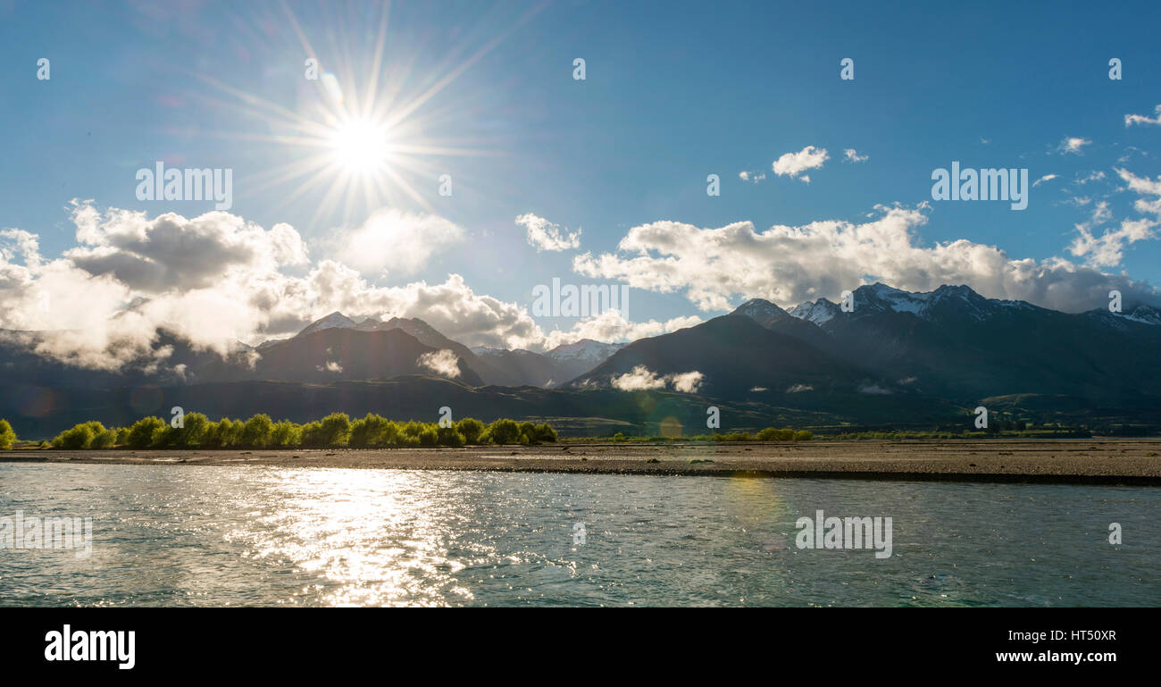 Lake Wakatipu, Kinloch, Glenorchy at Queenstown, Southern Alps, Otago, Southland, New Zealand Stock Photo