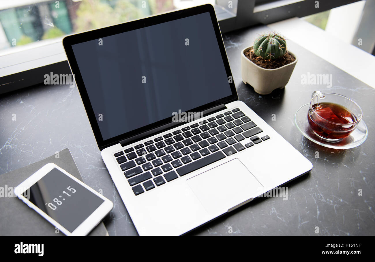 Labtop Device Laptop Technology Devices Desk Workstation Stock Photo - Alamy