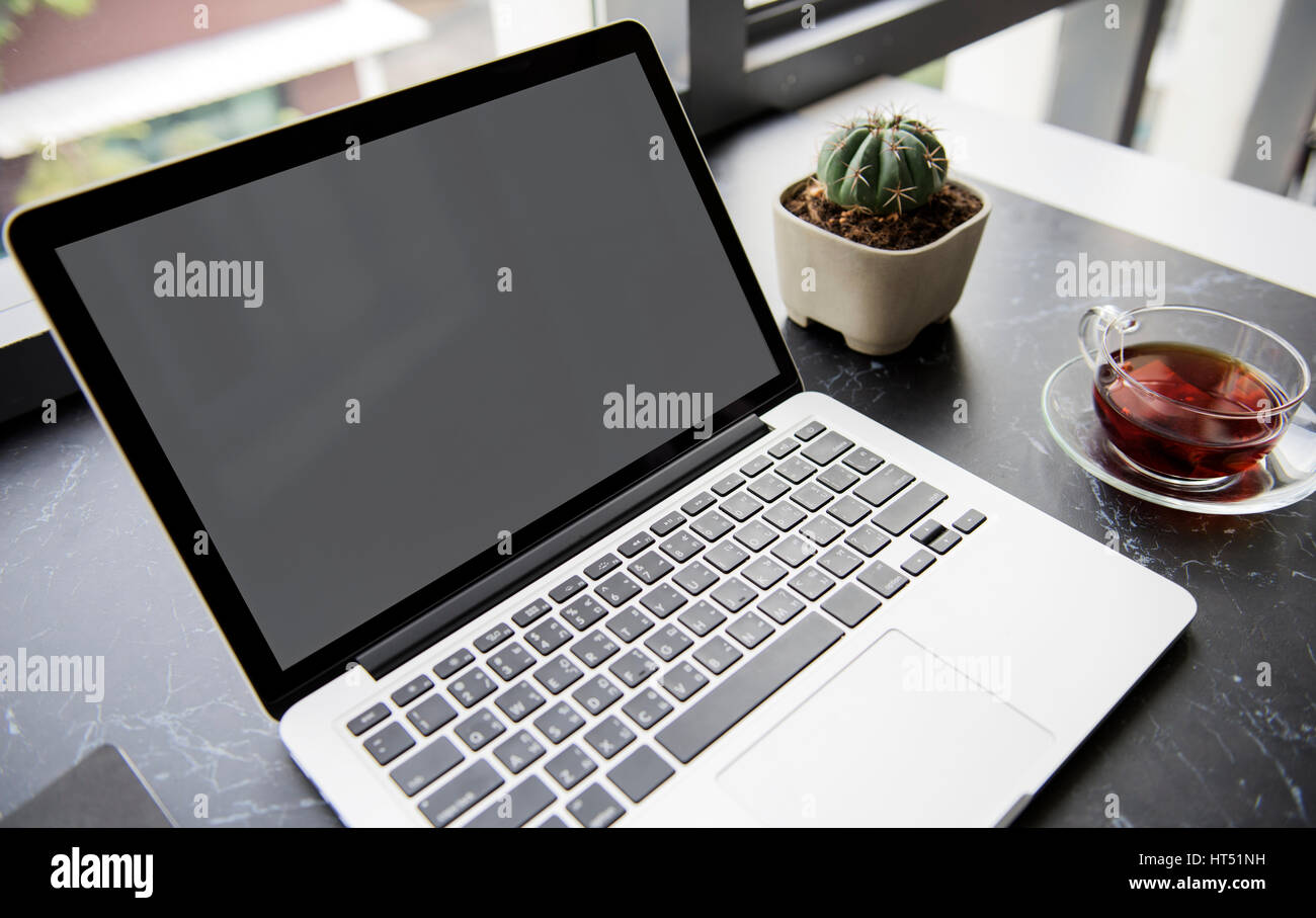 Laptop Technology Devices Desk Workstation Stock Photo - Alamy