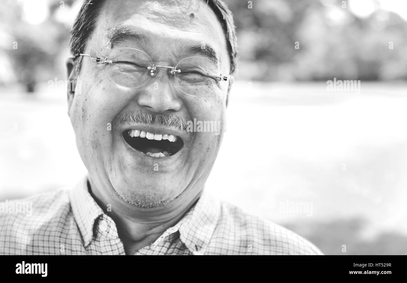 Japanese Man Smiling Lifestyle Happiness Concept Stock Photo