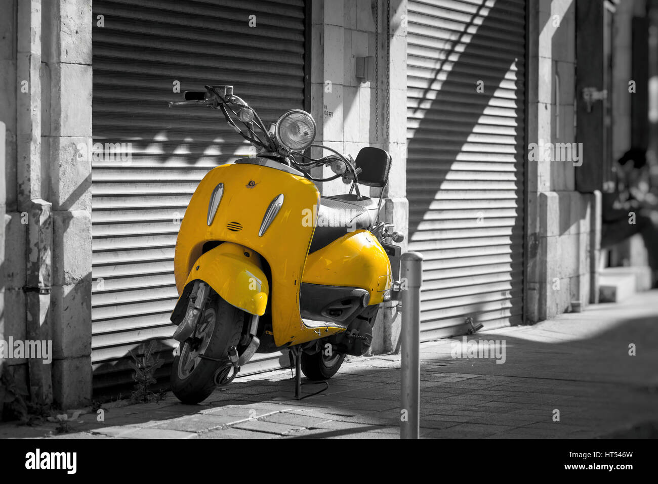 Retro scooter in the old town of Limassol. Cyprus Stock Photo - Alamy