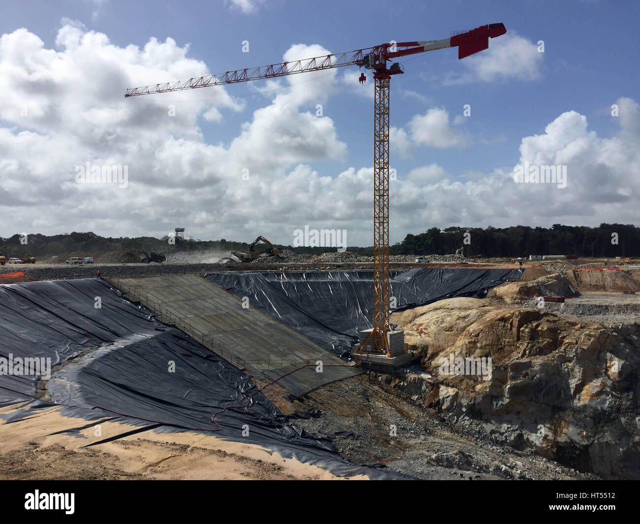Launch pad under construction where the European Space Agency's next generation heavy lift rocket Ariane 6 will blast into space from Kourou, French Guiana, in 2020. Stock Photo
