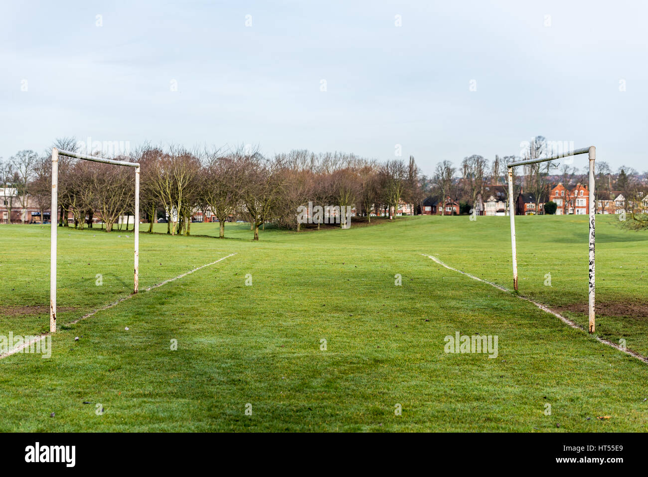 Day view of Soccer green field in England Stock Photo Alamy