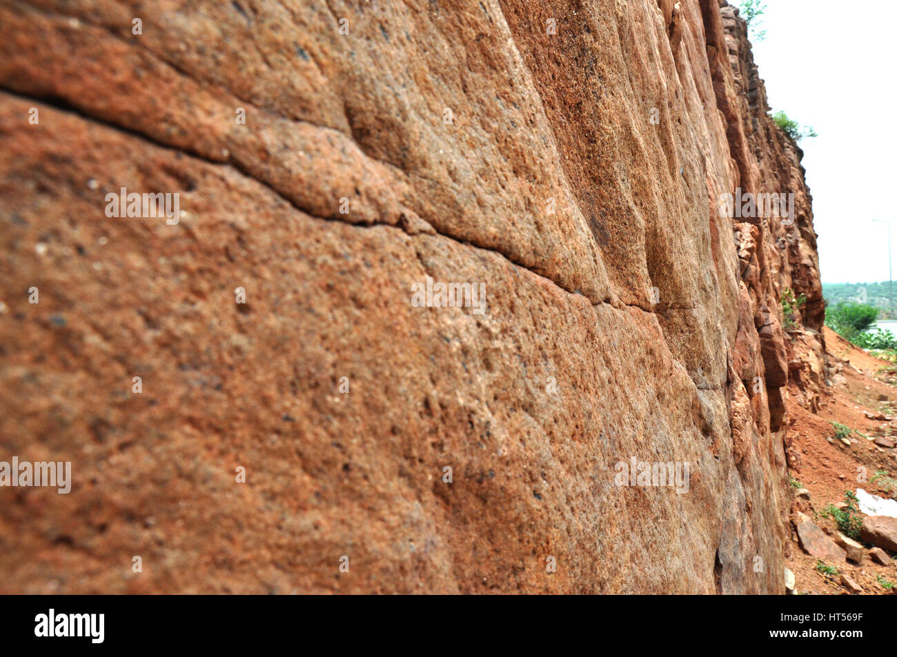 Big Rock, Red Colour, Broken on road, side,. (Photo Copyright © by Saji ...