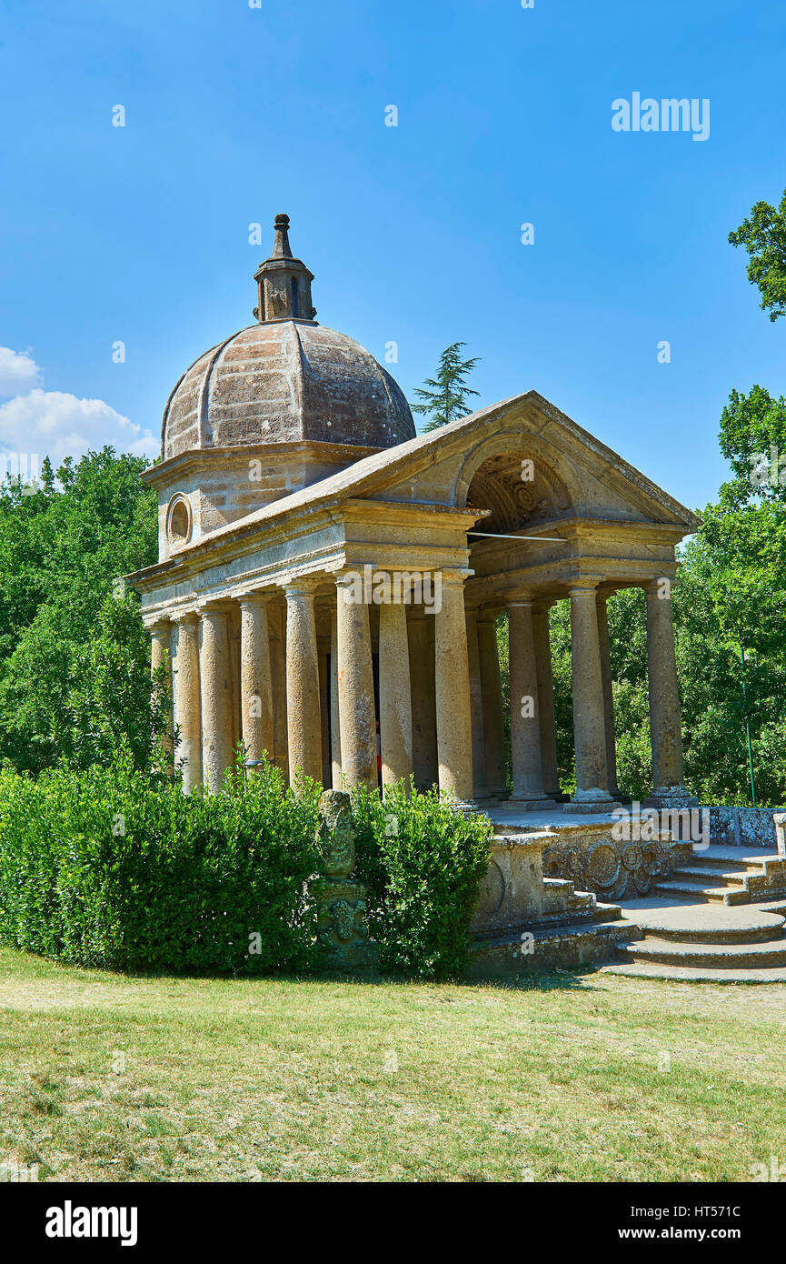 Temple built to the memory of Giulia Farnese by her husband Pier Francesco Orsini, Duke of Babarzo c. 1513-84, The Renaissance Mannerist style Park of Stock Photo