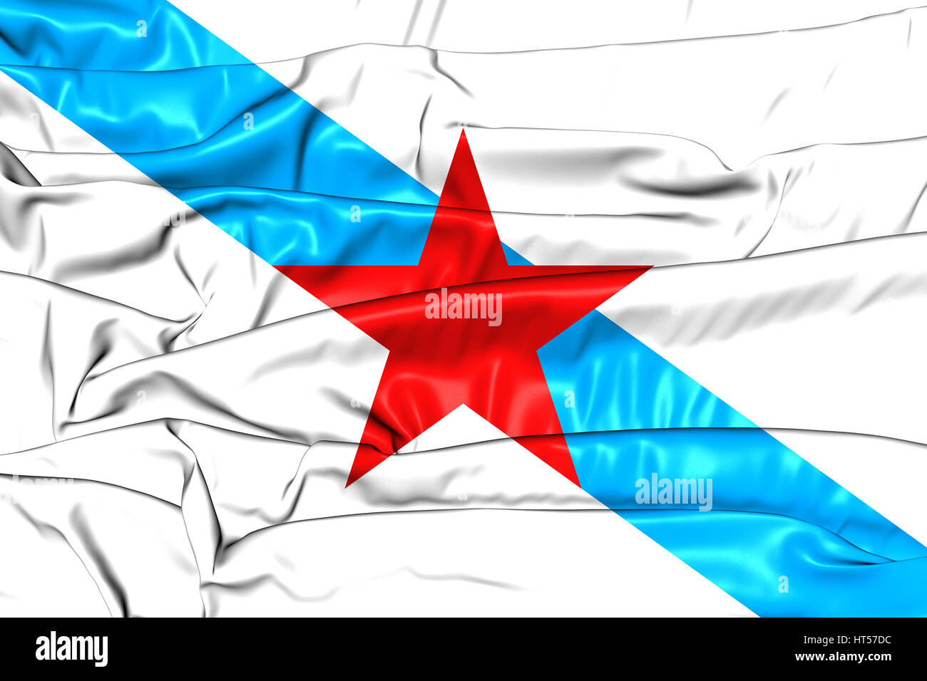Socialist Nationalist Galician Flag. 3D Illustration. Stock Photo