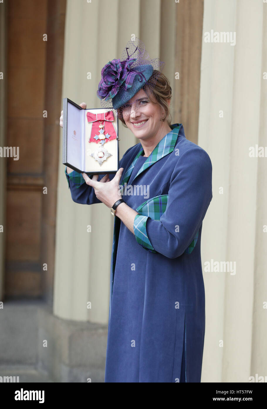 Rower Dame Katherine Grainger after she was made a Dame Commander by Queen Elizabeth II during an Investiture ceremony at Buckingham Palace, London. Stock Photo