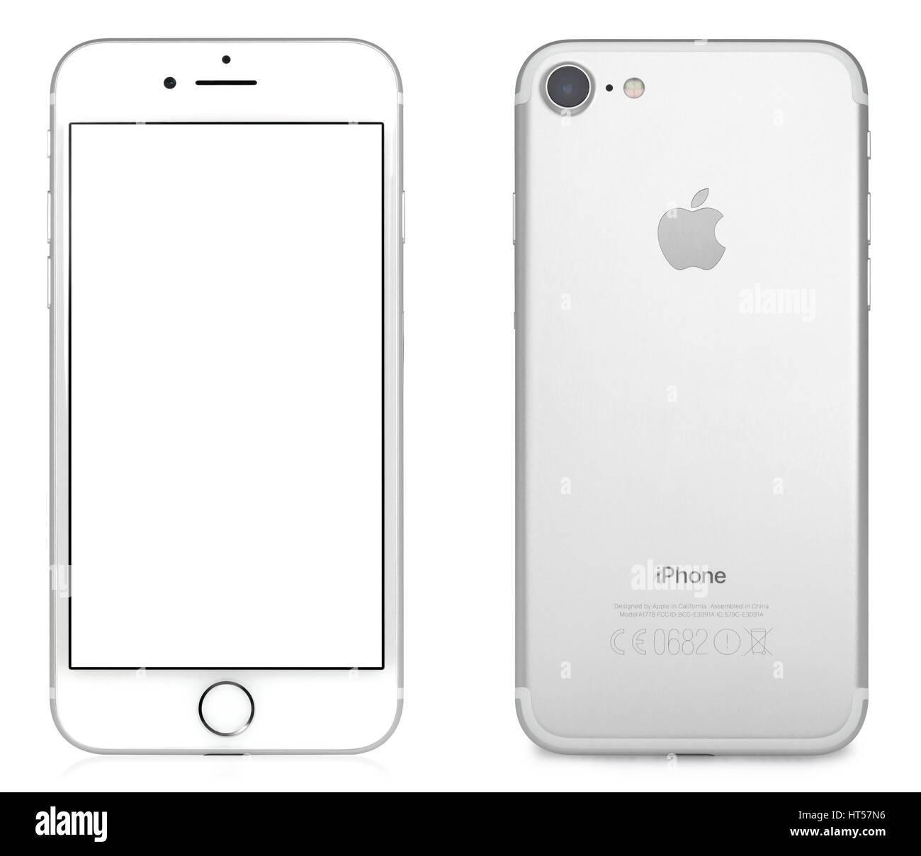 Koszalin, Poland – February 09, 2017: silver iPhone 7 with blank screen  isolated on white background . Devices displaying the applications on the  home Stock Photo - Alamy