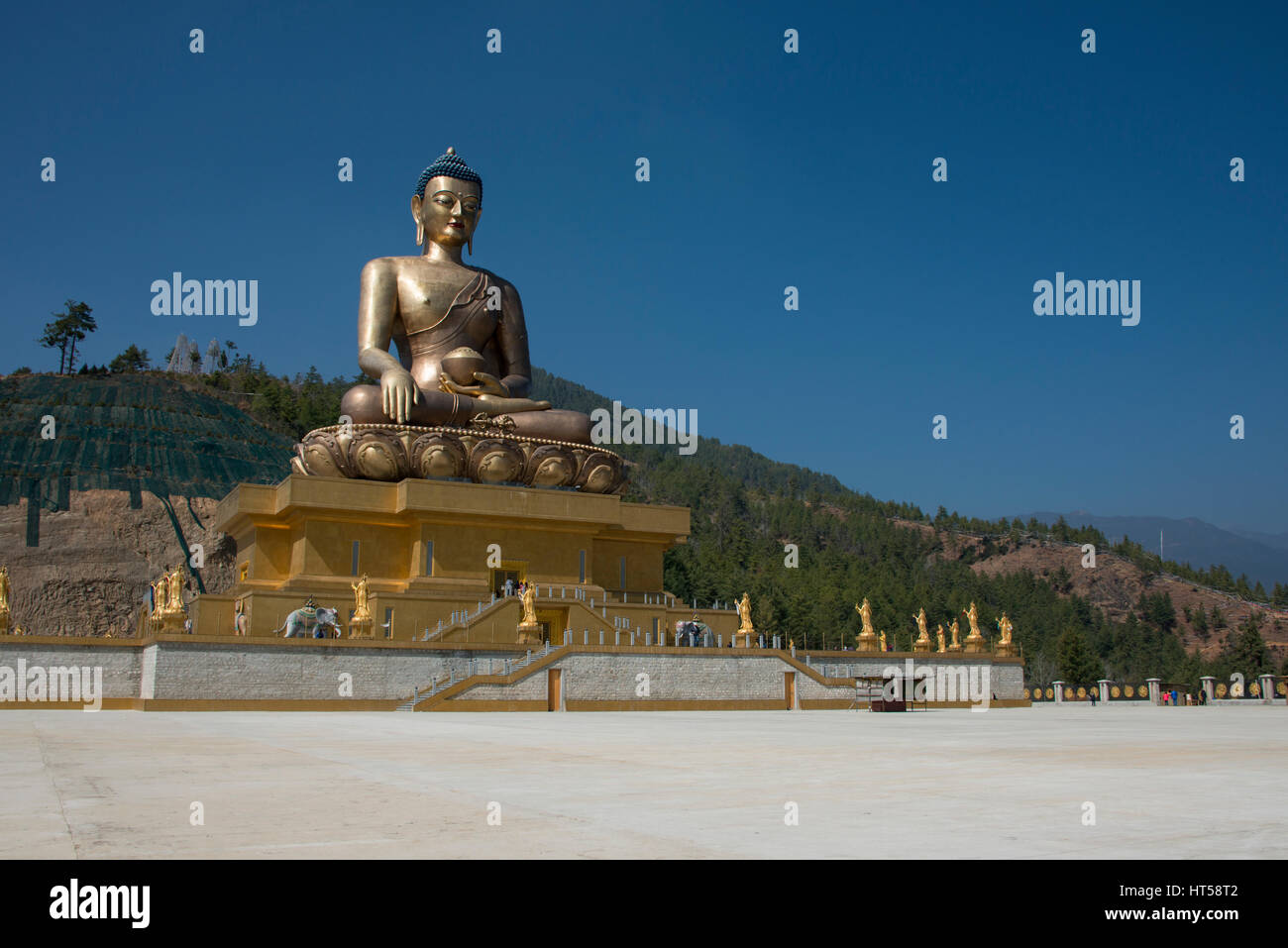Bhutan, Thimphu, capital of Bhutan. Buddha Dordenma statue. One of the largest Buddha statues (in this position) in the world. Located at the top of K Stock Photo