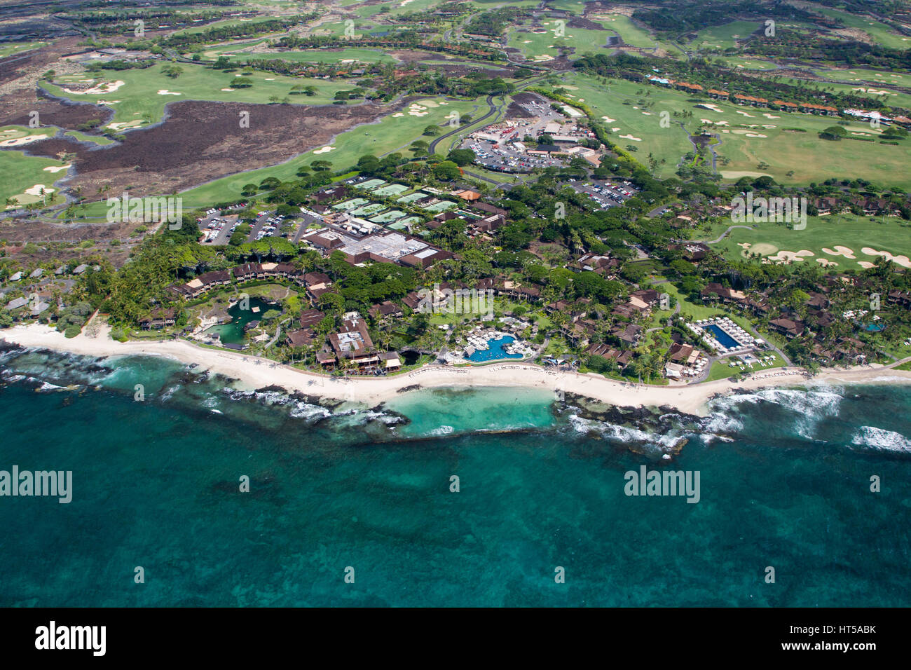 Aerial view of Kahuwai Bay on the west coast of Big Island, Hawaii, USA. Stock Photo