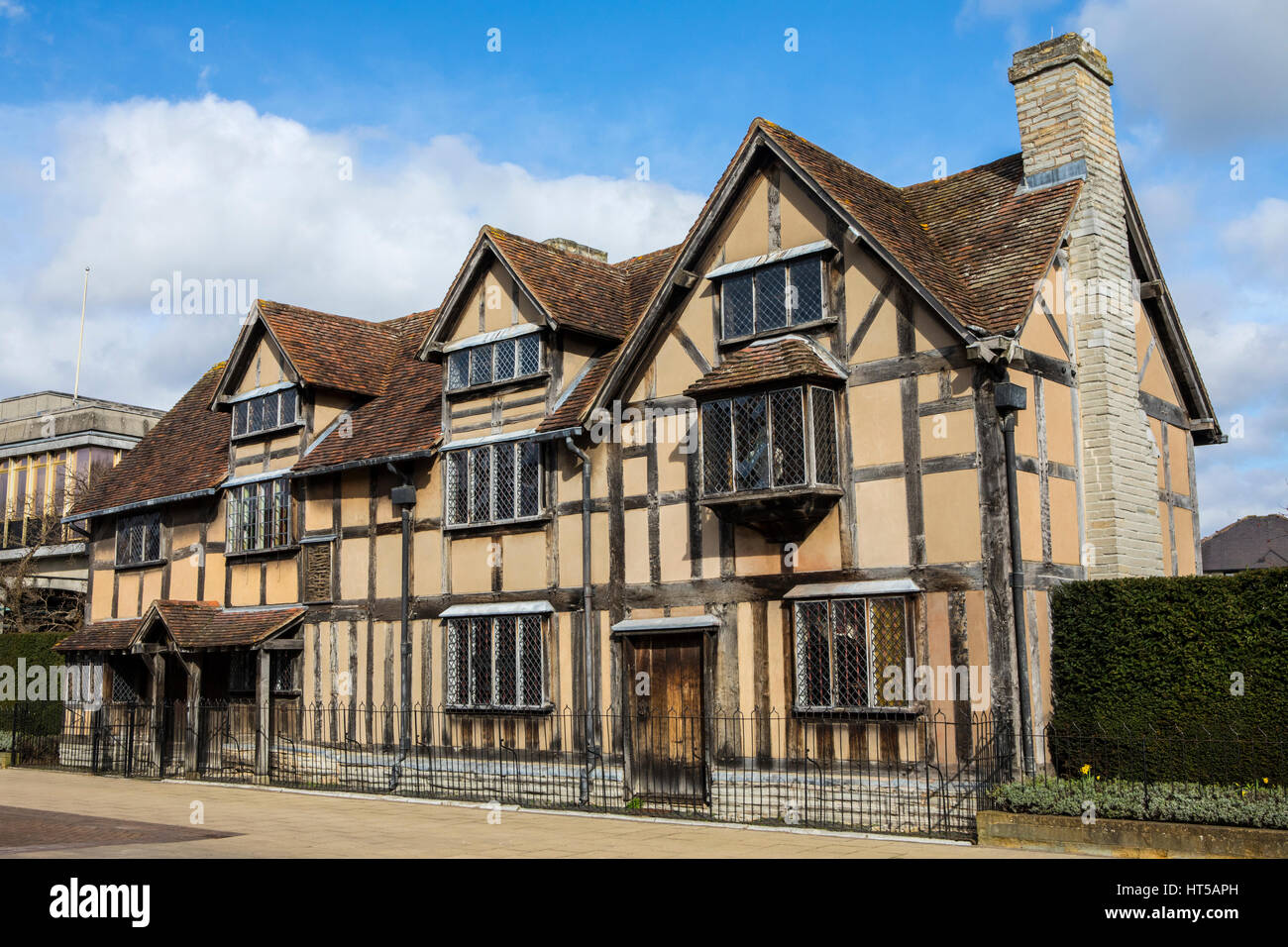 A view of the birthplace of famous playwright and poet William Shakespeare in Stratford-Upon-Avon, in the UK. Stock Photo