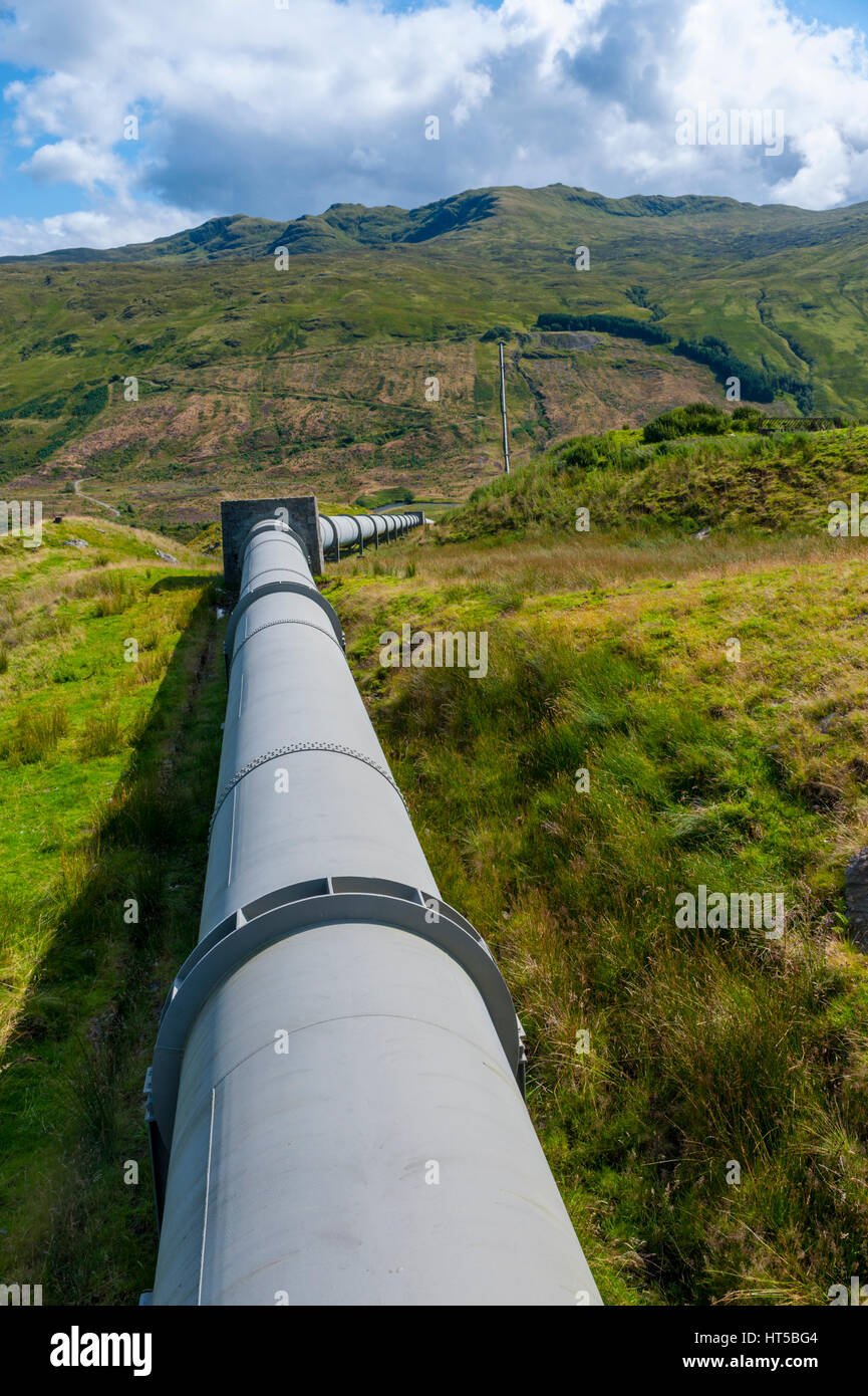 Hydro electric water pipe in Glen Lochay, Stirling Scotland Stock Photo
