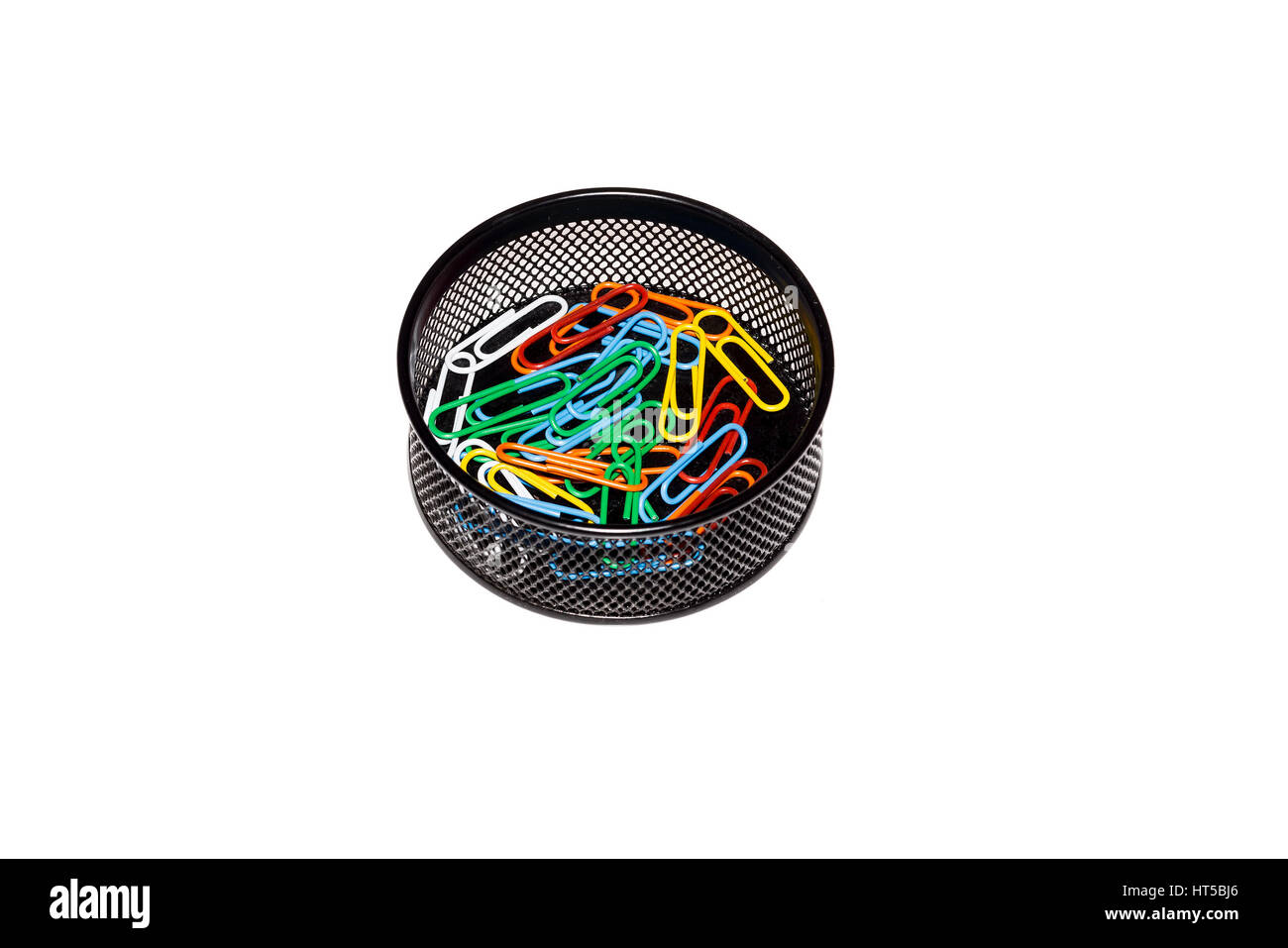 view of paperclip in black box isolated on white background Stock Photo