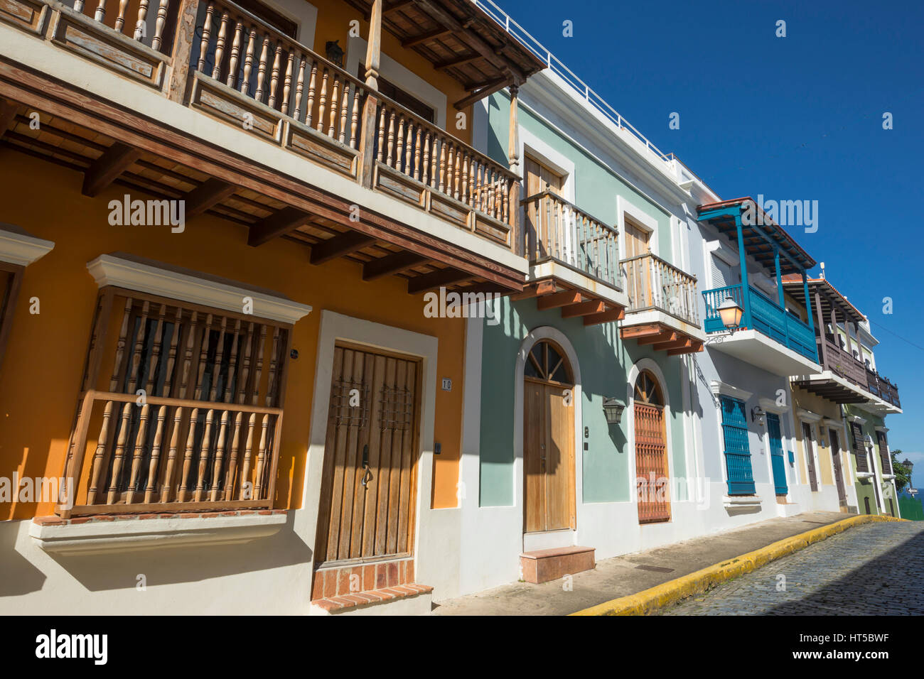 COLORFUL PAINTED BUILDINGS CALLE SAN JUSTO OLD SAN JUAN PUERTO RICO ...