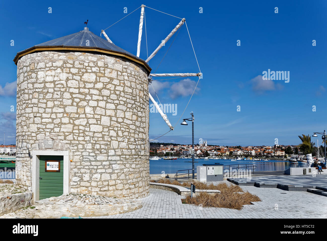 MEDULIN, CROATIA - MARCH 3, 2017: Wind mill, detail of Medulin, Croatian touristic place in early spring on March 3, 2017 Stock Photo