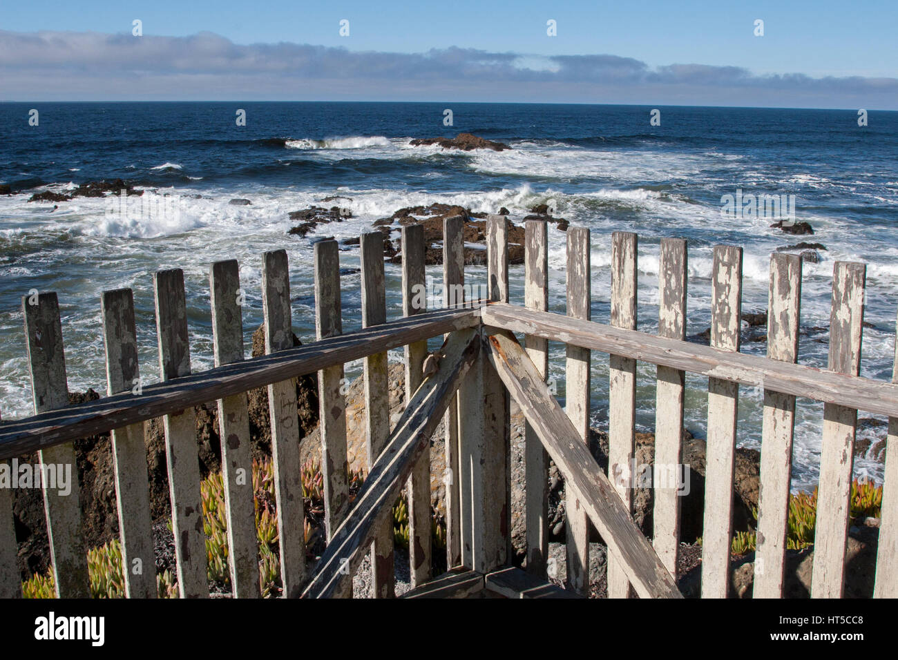 Views of Pigeon Point Lighthouse on Highway 1 on the northern California coast. Stock Photo