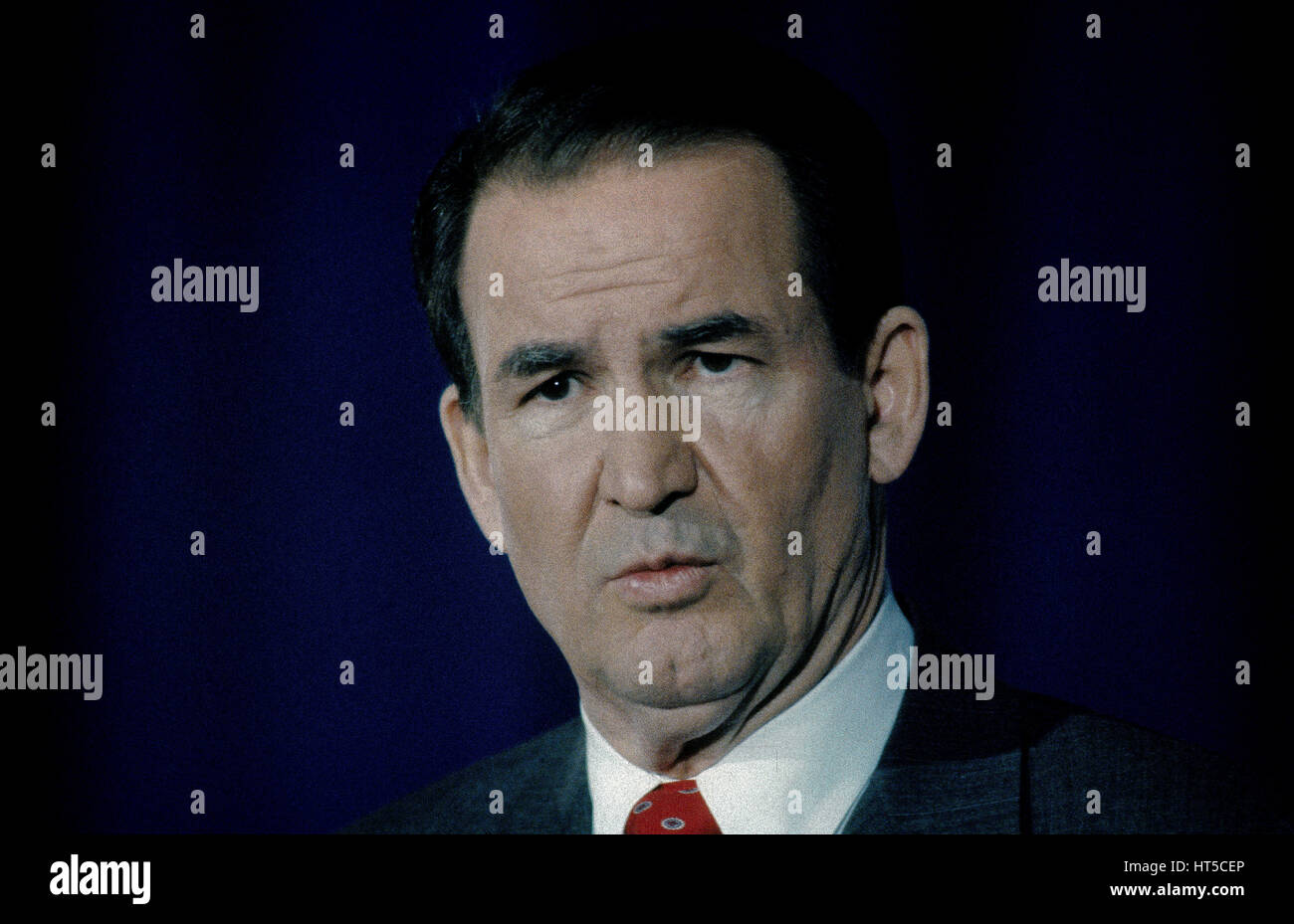 Pat Buchanan portrait Washington DC., 1992. Photo by Mark Reinstein