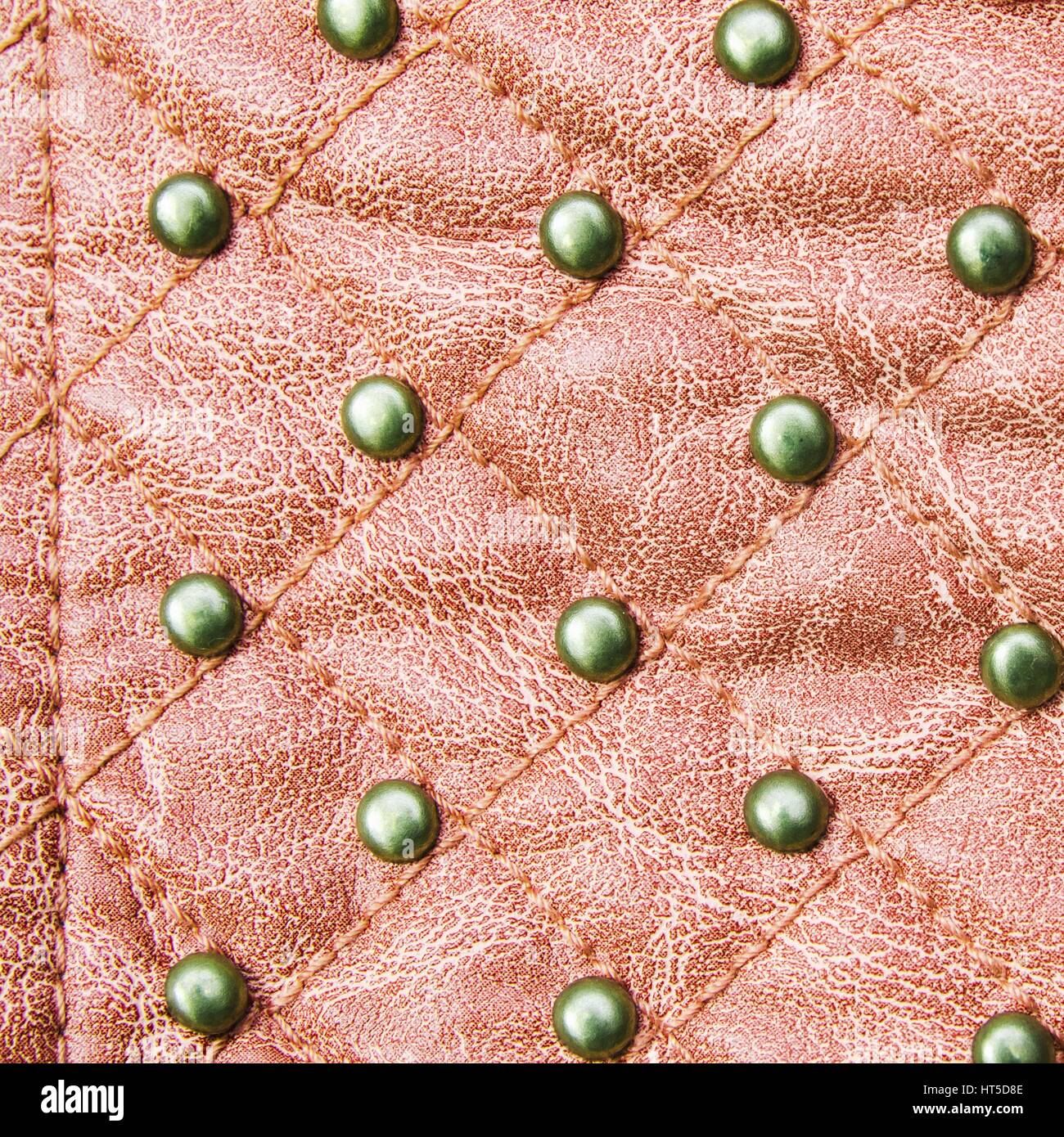 Red stitched leather texture background Stock Photo
