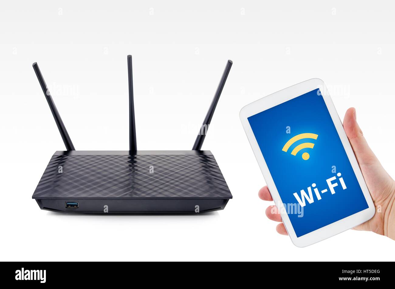 Wireless router with mobile device network concept Stock Photo Alamy