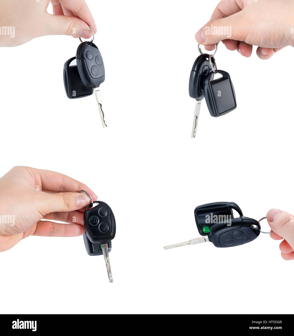 Car keys with remote control. Set isolated on white background Stock Photo