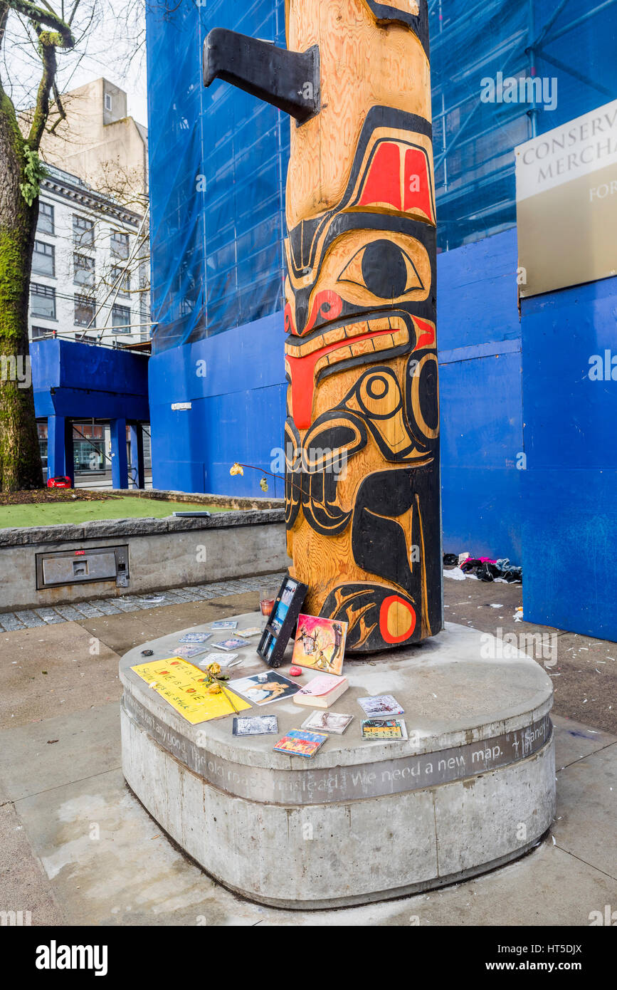 Survivors’ Totem Pole, Pigeon Park, DTES, Vancouver, British Columbia