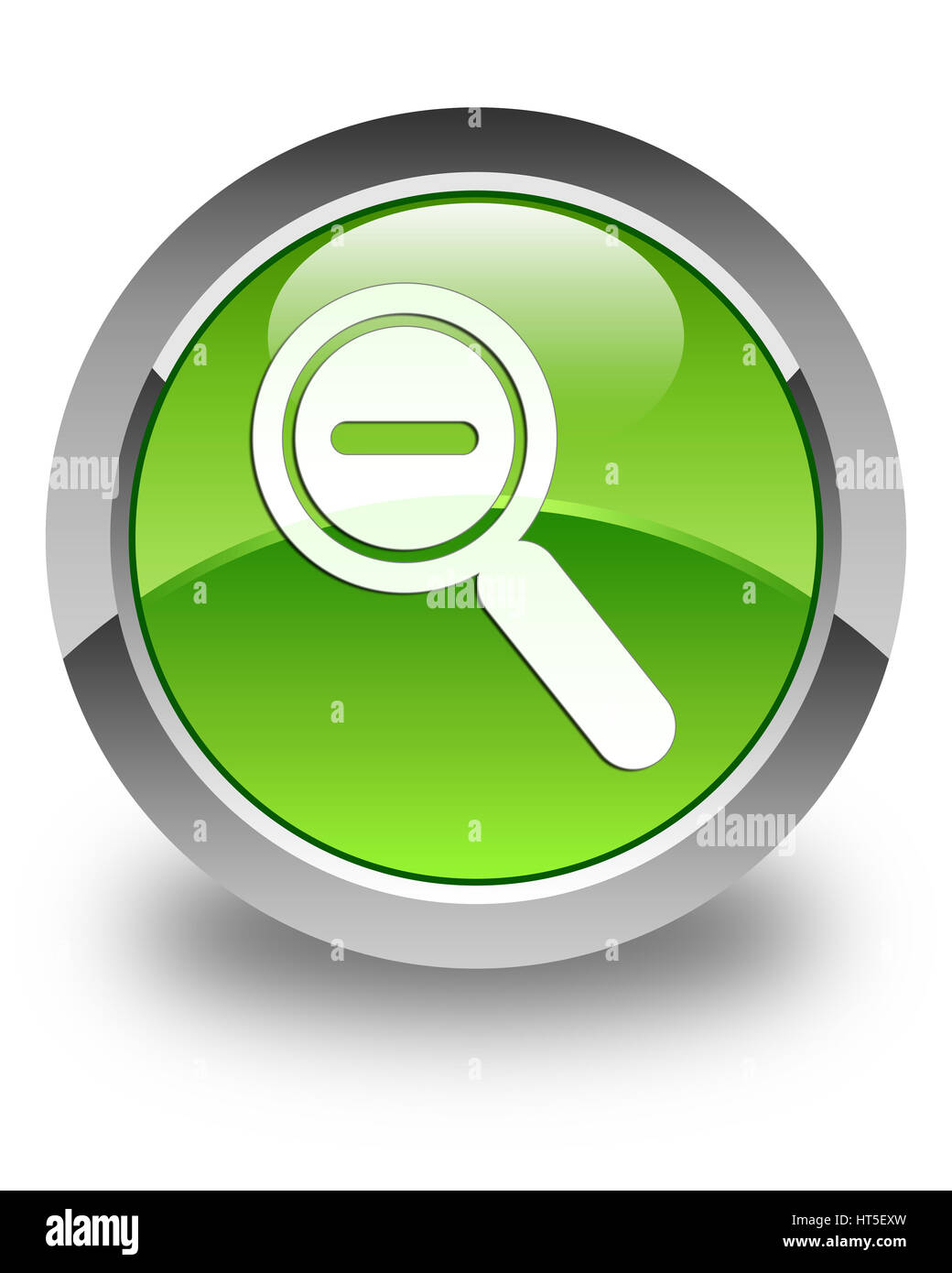 Zoom out icon isolated on glossy green round button abstract illustration Stock Photo