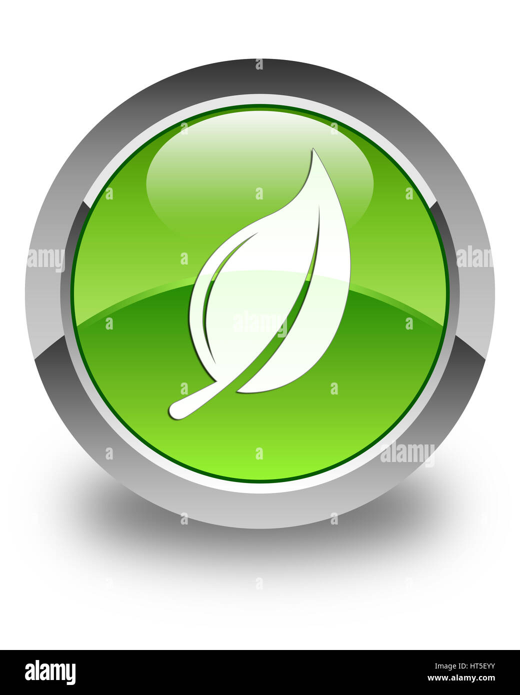 Leaf icon isolated on glossy green round button abstract illustration ...