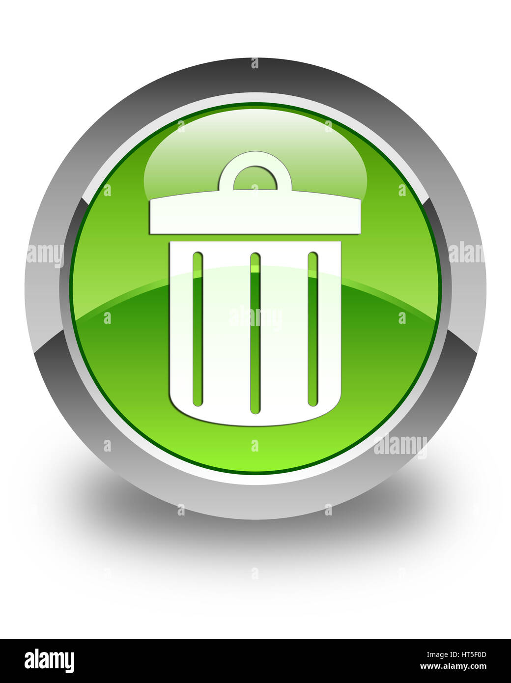 Recycle bin icon isolated on glossy green round button abstract illustration Stock Photo