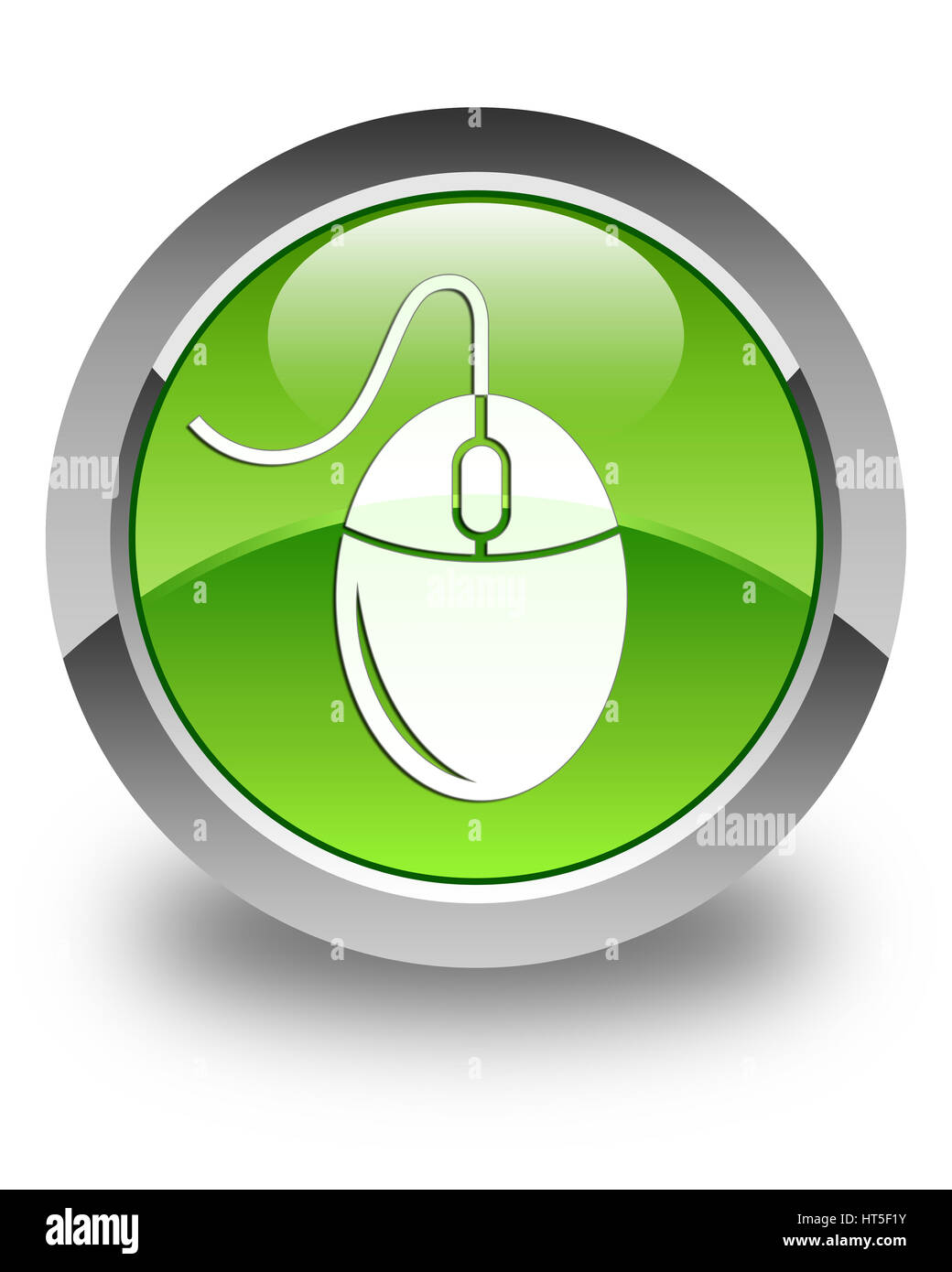 Mouse icon isolated on glossy green round button abstract illustration Stock Photo