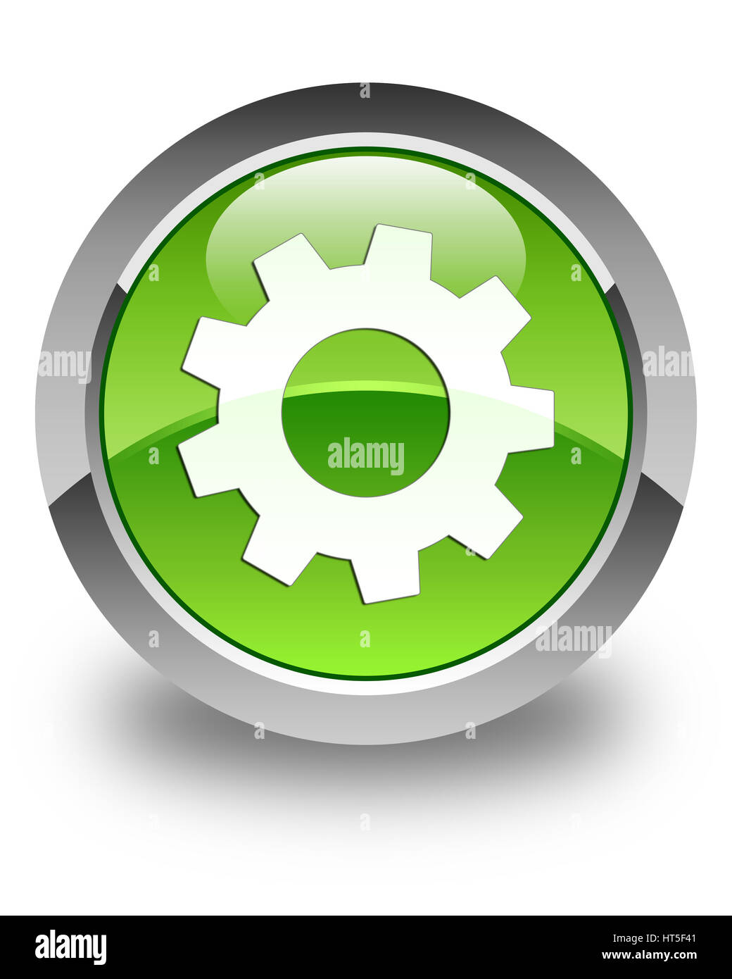 Process icon isolated on glossy green round button abstract illustration Stock Photo