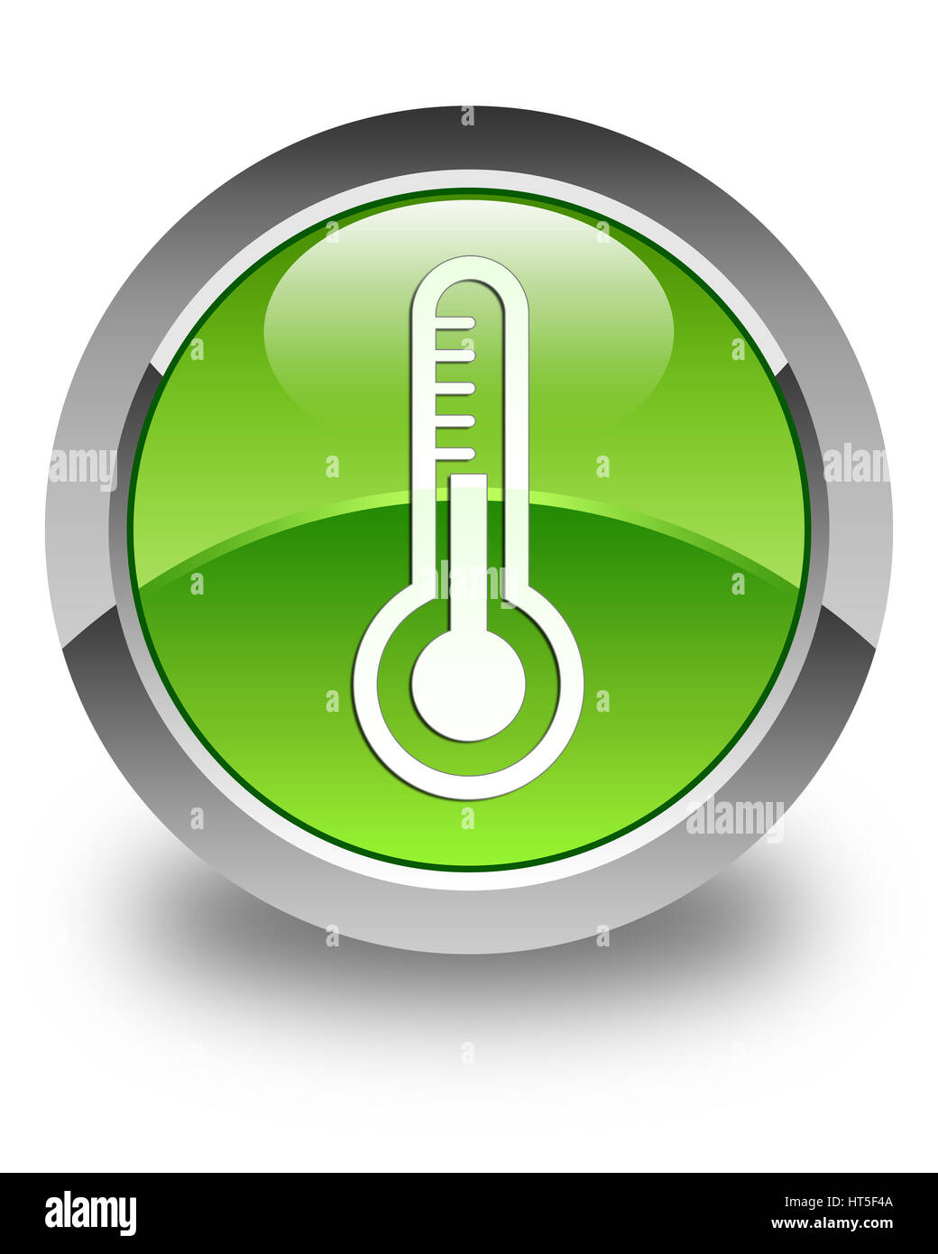 Thermometer icon isolated on glossy green round button abstract illustration Stock Photo