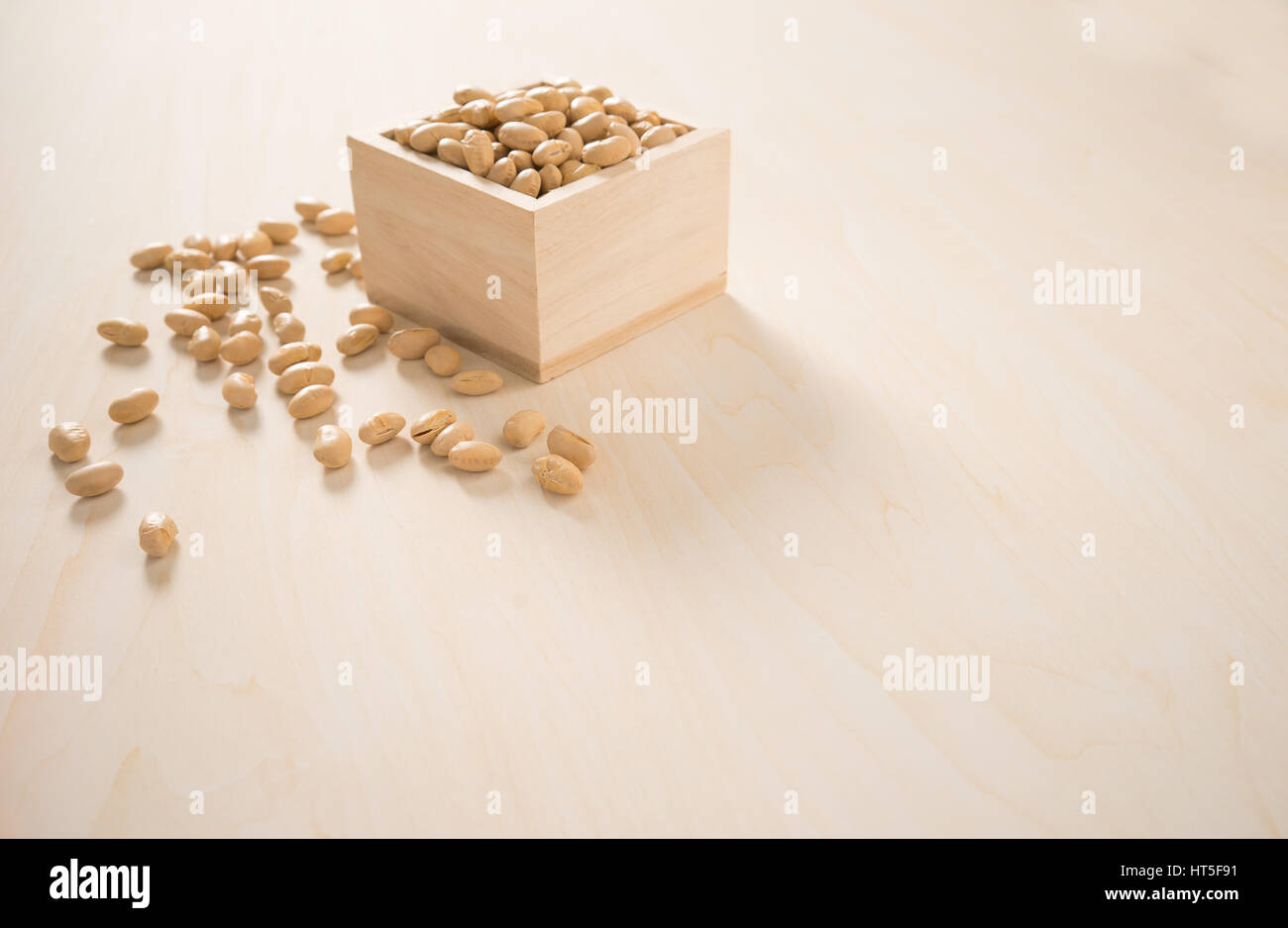 Dried soy beans thrown during the Setsubun Festival in Japan in February. Sakata City, Japan. Stock Photo