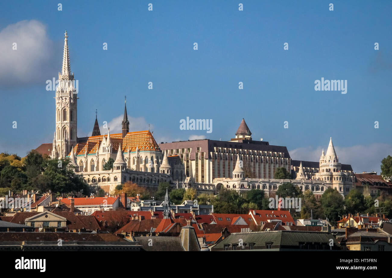 View of Buda side of Budapest with Mathias Church and Fisherman's ...
