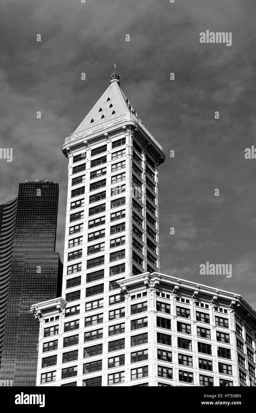 The Smith Tower skyscraper on Pioneer Square in Seattle, Washington, USA Stock Photo