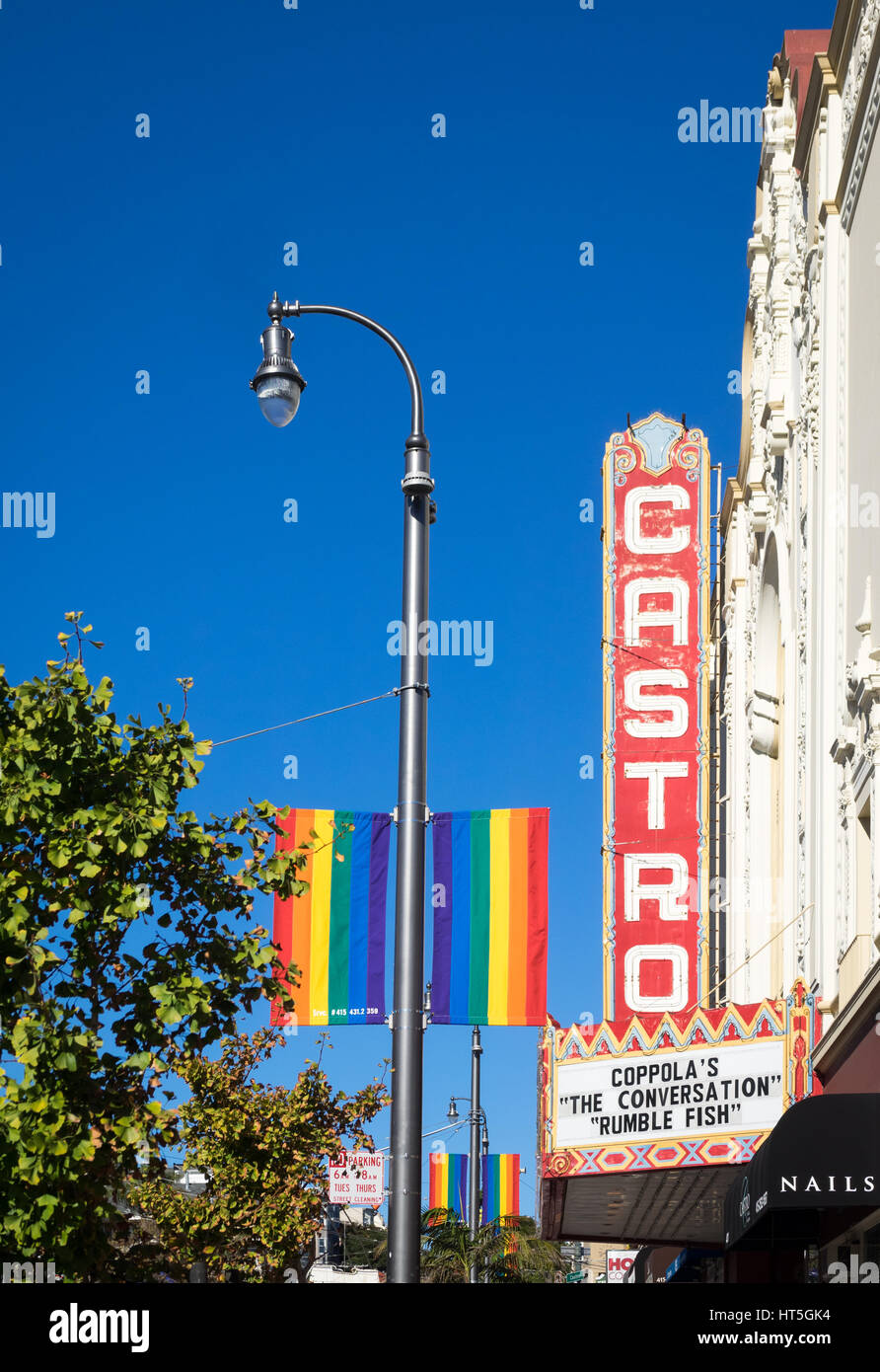 The marquee of the iconic Castro Theatre, in The Castro District, San Francisco, California. Stock Photo