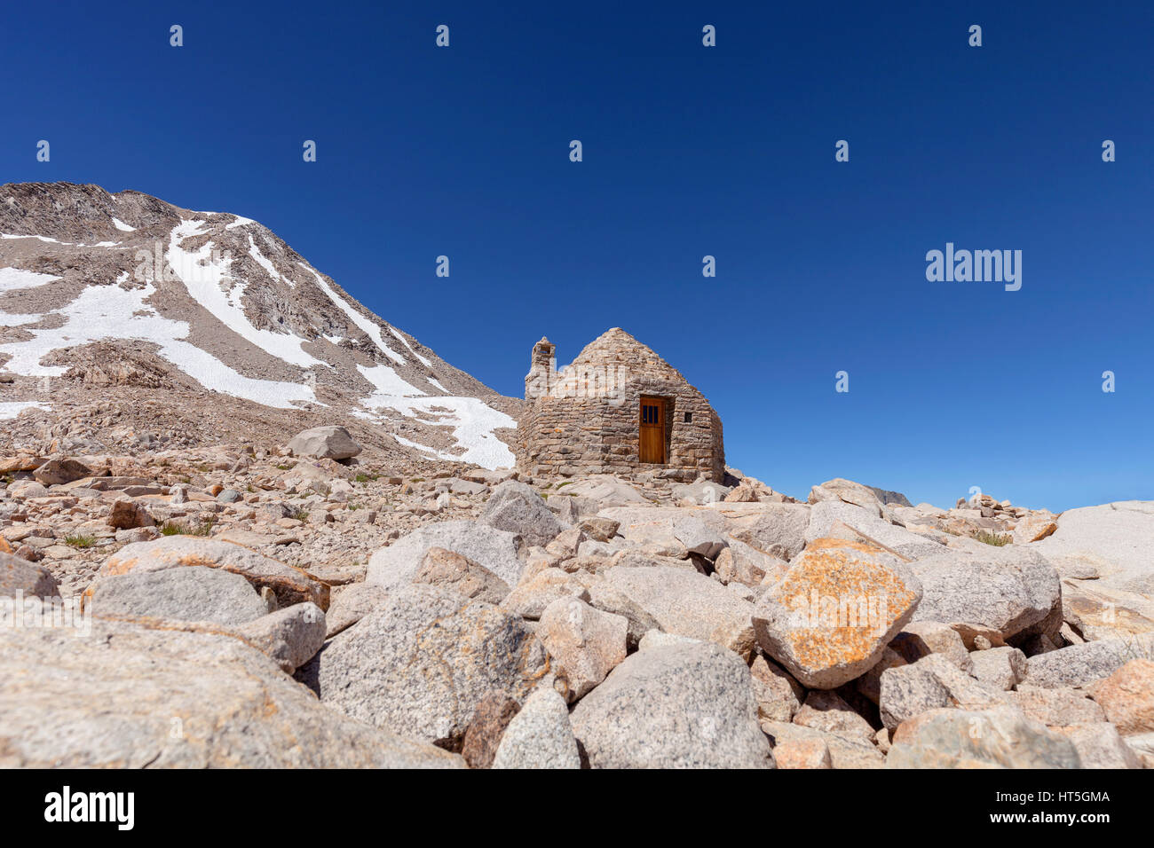 John Muir Hut on Muir Pass on the Pacific Crest Trail. Stock Photo