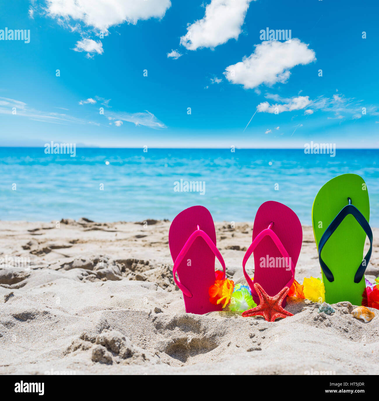 flip flops in the sand