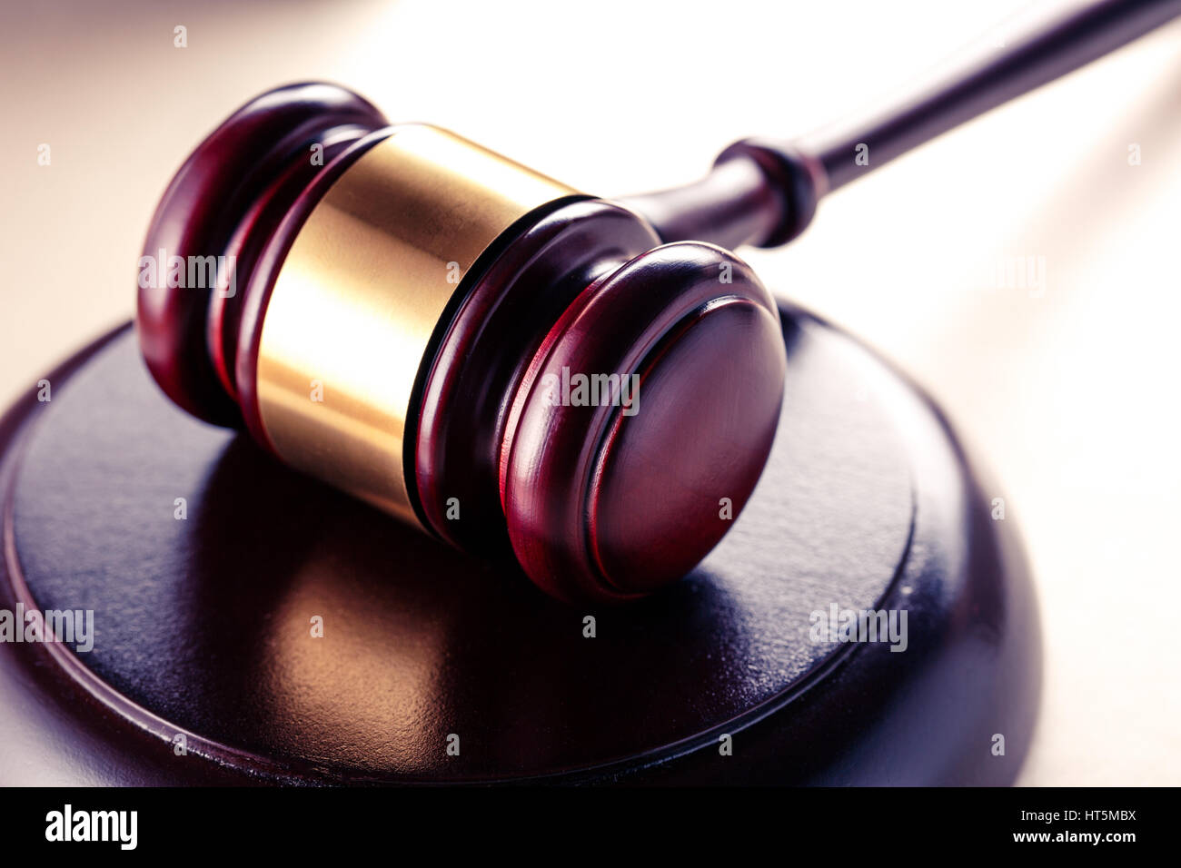 Wooden gavel and block closeup in toning Stock Photo Alamy